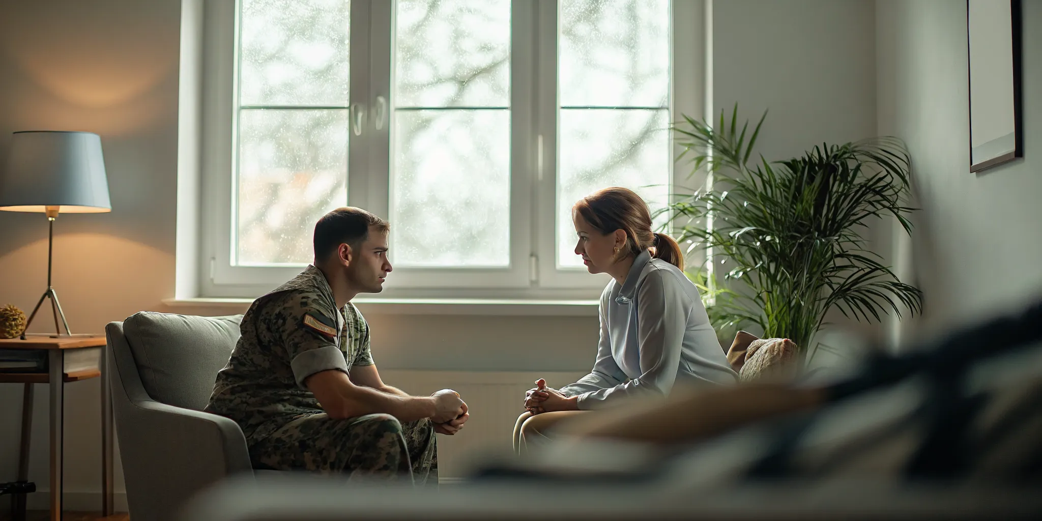 Counselor discussing rehab for veterans with a former service member