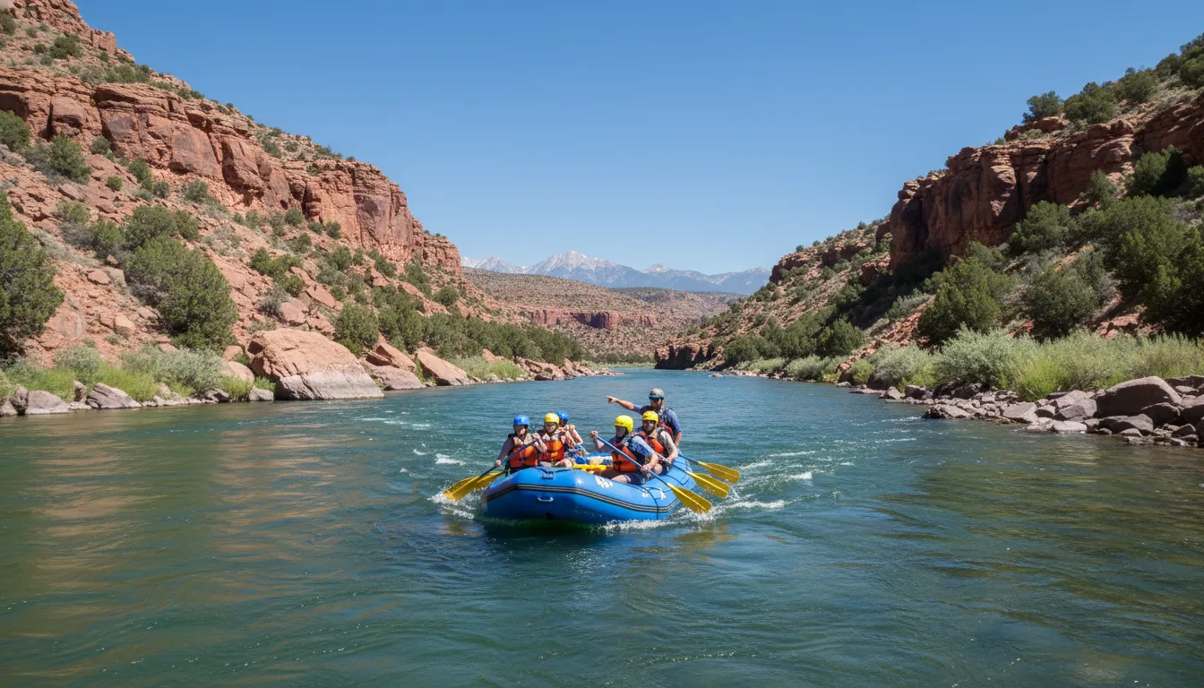 Colorado River rafting near Vail at State Bridge with guided paddlers
