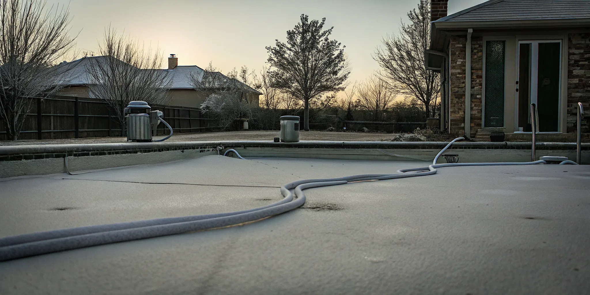 Pool freeze guard protection Texas equipment covered in frost