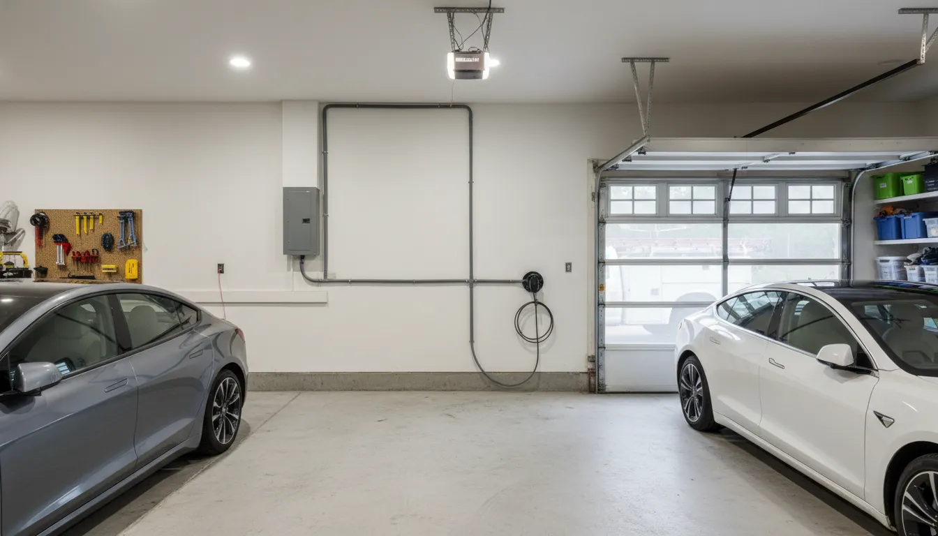 Prepared garage location for Tesla charger installation near me in DFW