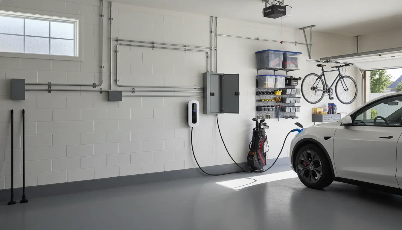 Level 2 EV charger installed in a DFW home garage