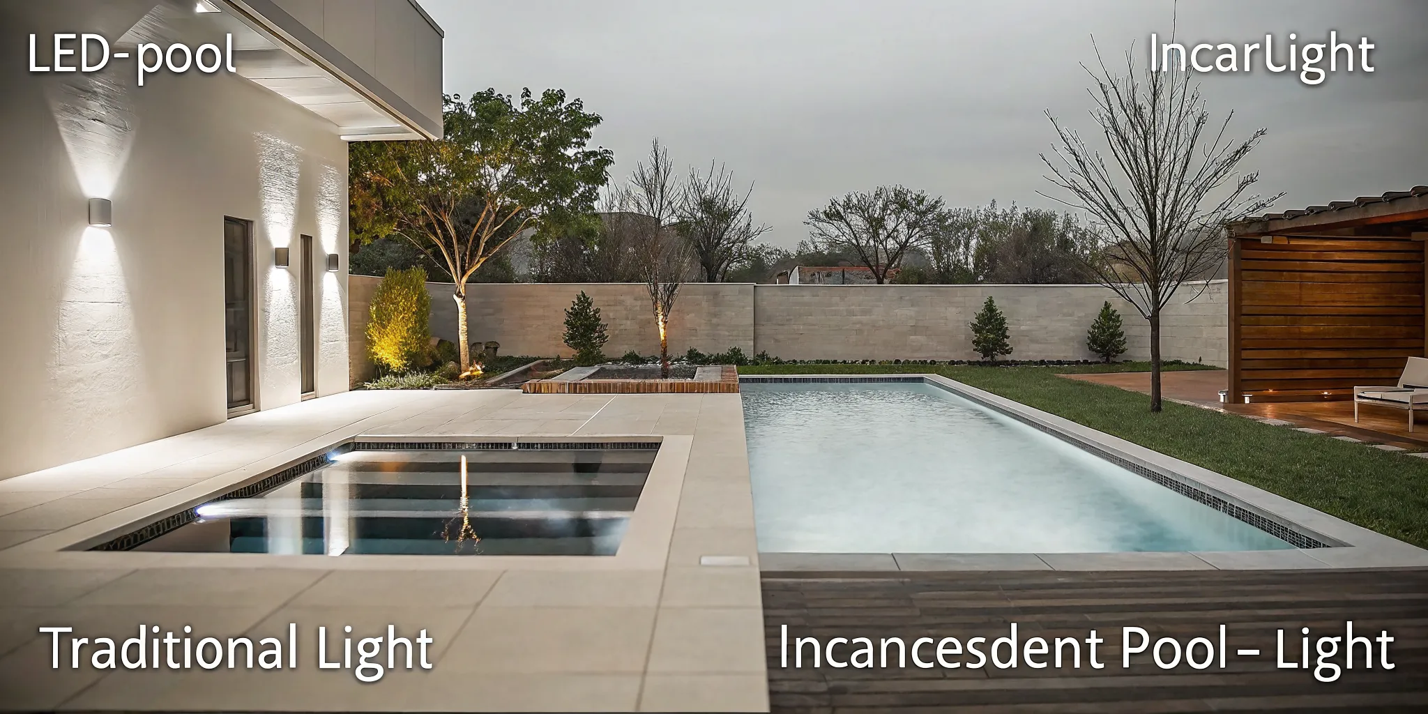 LED pool lights vs traditional pool lights fixture comparison for a DFW backyard pool