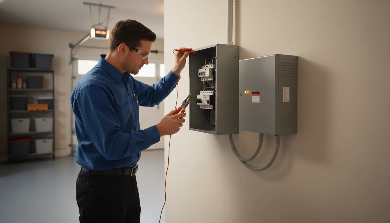 Automatic transfer switch and electrical panel for a DFW standby generator installation