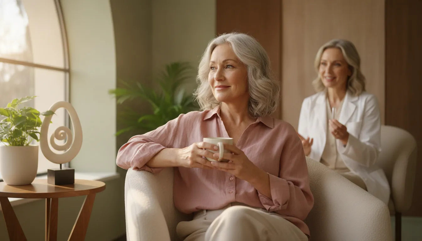 Mature woman reflecting on her menopause care goals