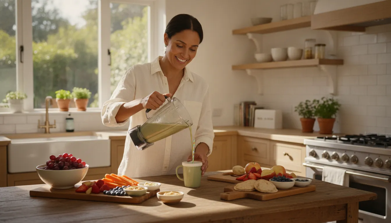Parent preparing a plant-based nutrition shake for a picky eater