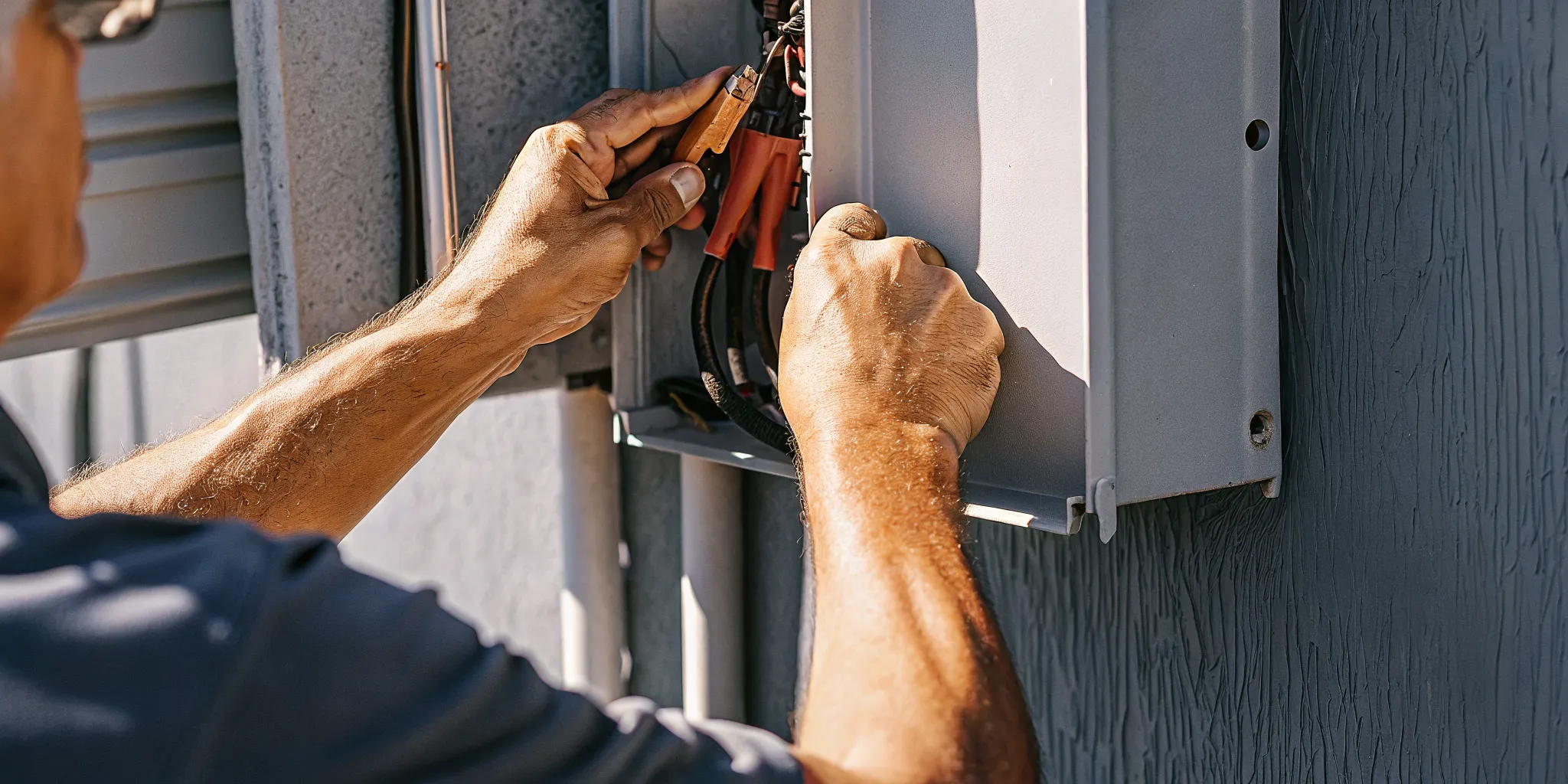 Electrician performing a professional salt air electrical corrosion inspection
