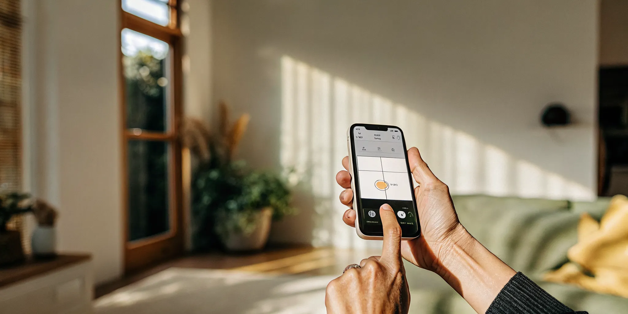A homeowner using a mobile app to control and dim smart recessed lights in their Port St. Lucie home