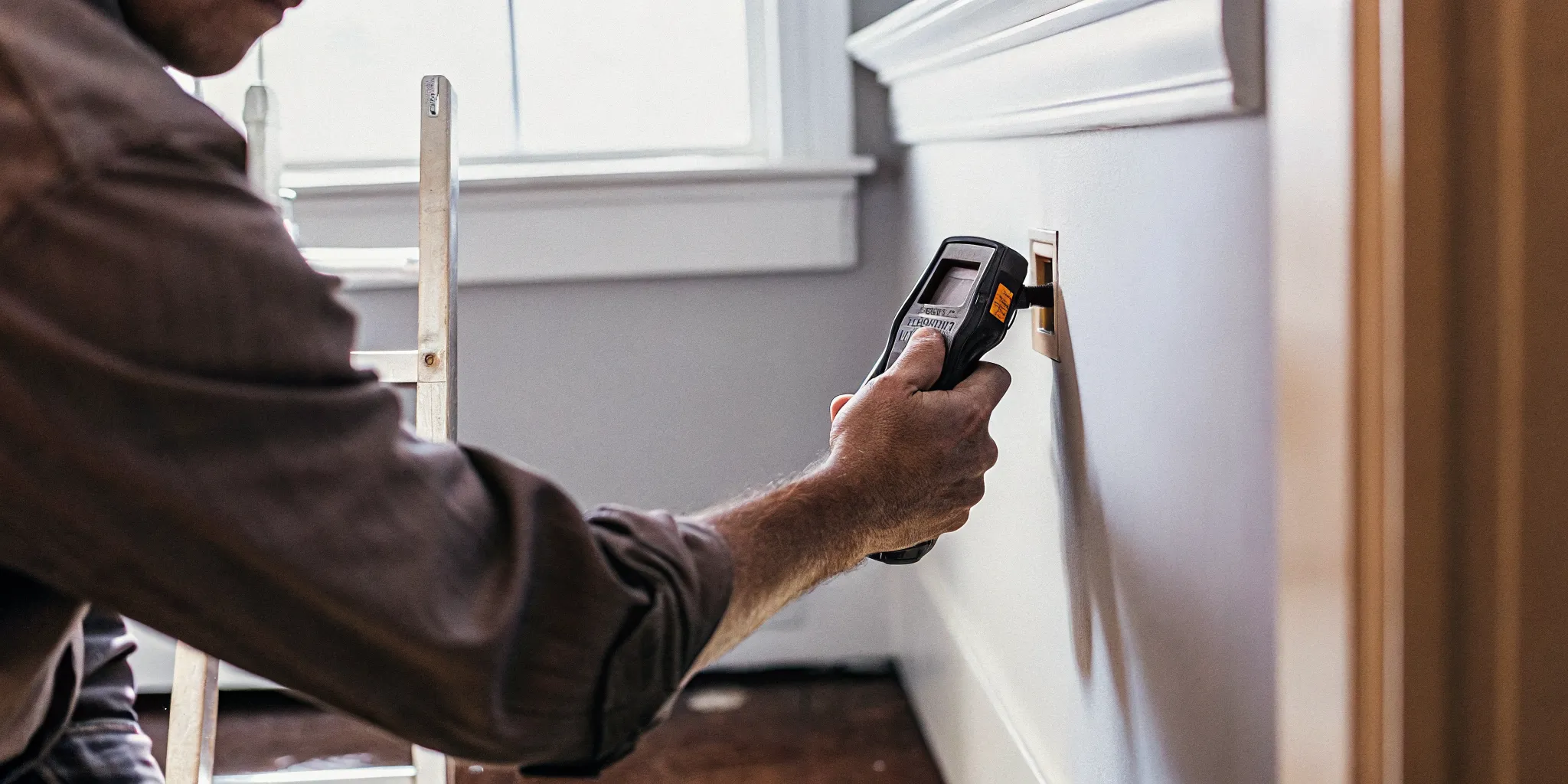 Electrician inspecting a potentially dangerous warm outlet