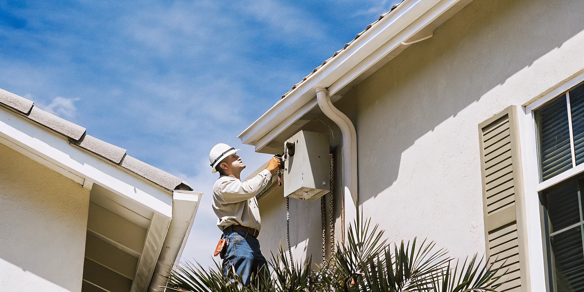 Electrician checking a residential panel during an electrical inspection
