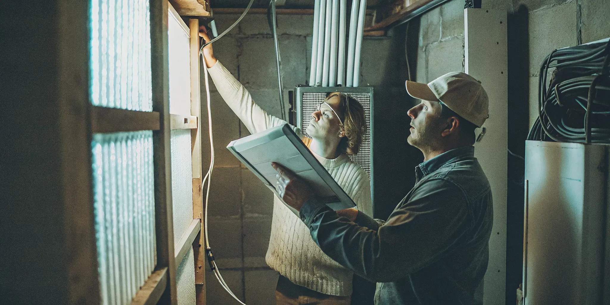 Eastern Shore Maryland homeowner completing seasonal HVAC maintenance