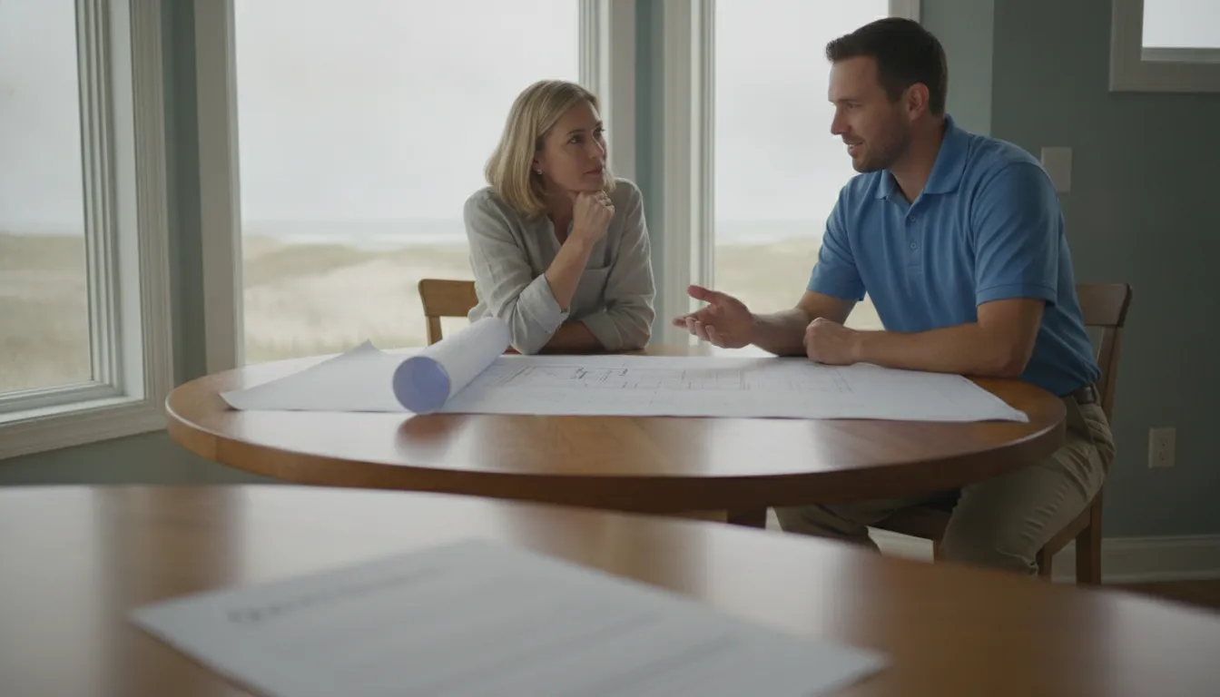 Homeowner comparing an HVAC contractor proposal in Rehoboth Beach