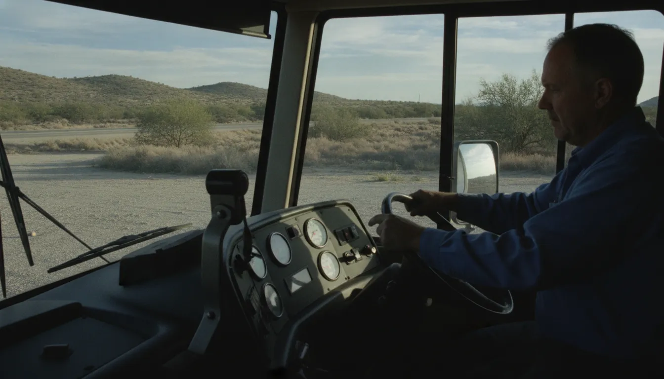 Technician reviewing diesel motorhome air brake pressure gauges