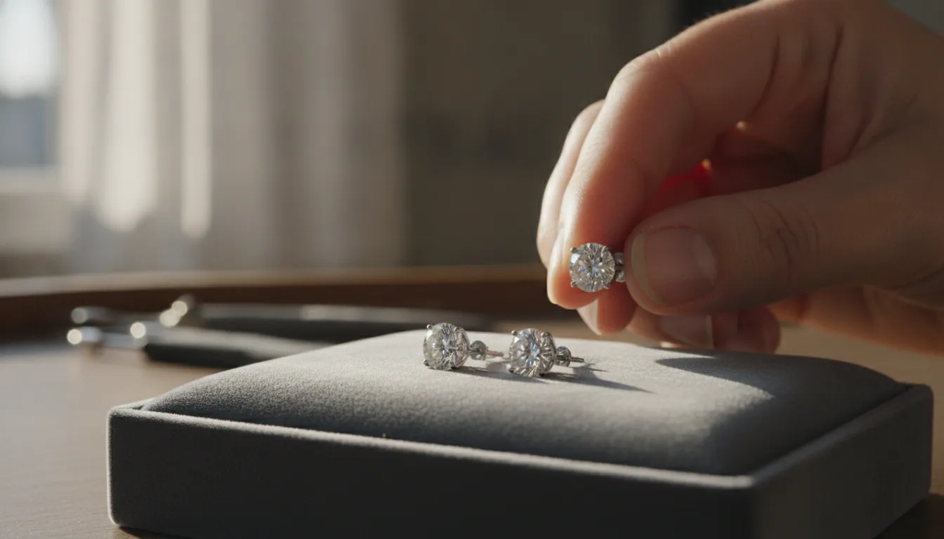 A close look at diamond earring posts and backings