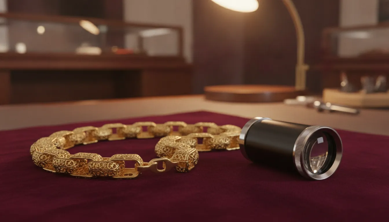Gold chain clasp and links ready for evaluation