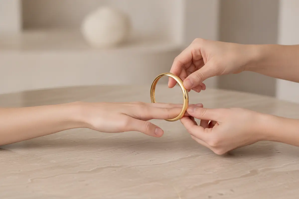 Measuring a hand to choose the right size for a closed bangle bracelet