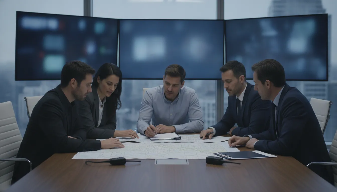 Security team testing a business continuity management software workflow during a tabletop exercise