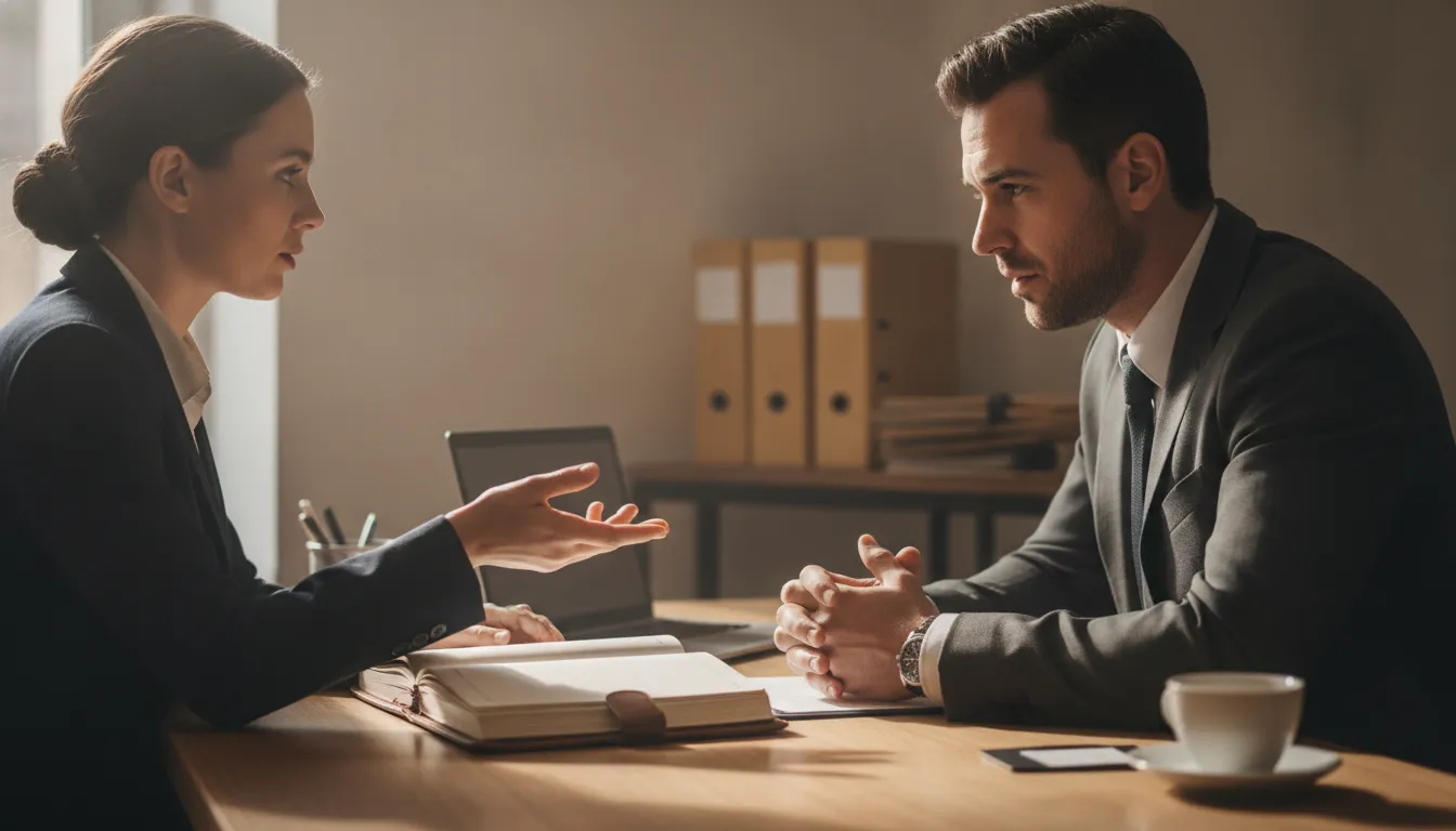 Investigator discussing an investigation request with a prospective client