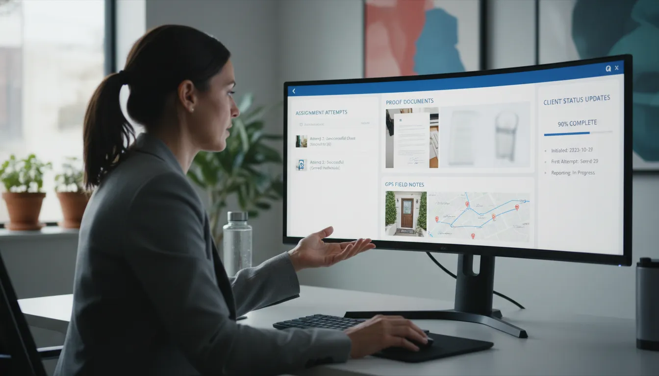 Connected case workflow in service of process software
