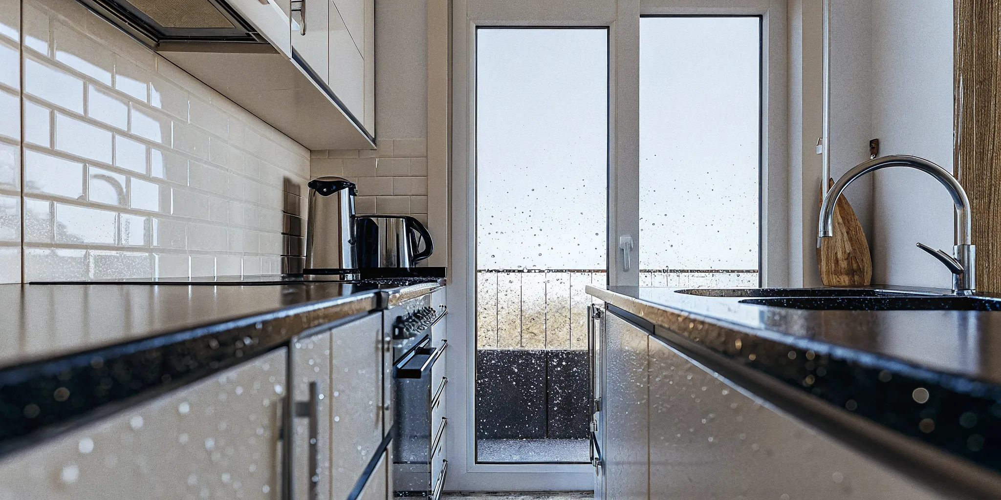 A shiny kitchen faucet in a clean bright kitchen representing high-quality Minnesota water