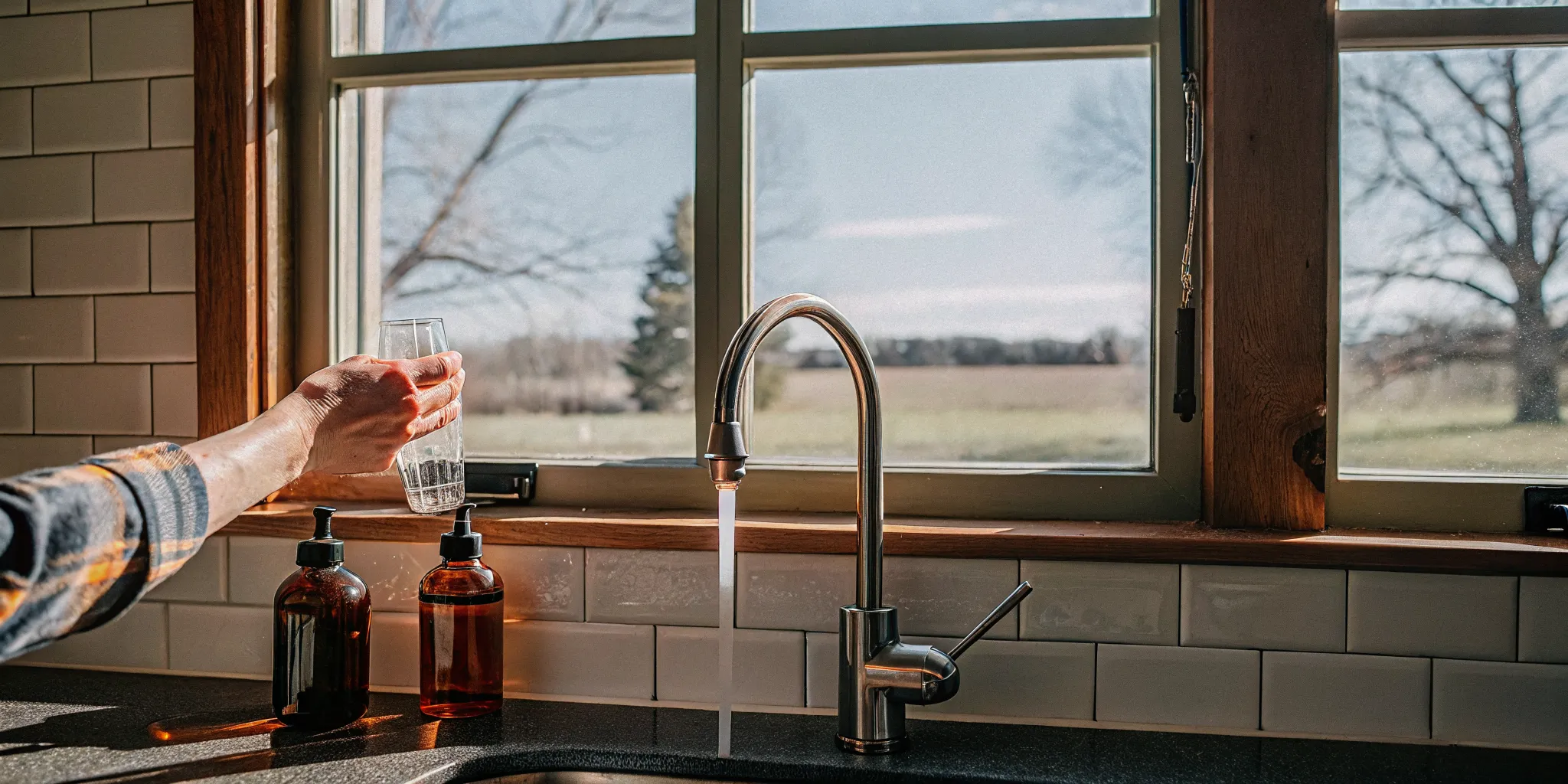 Minnesota homeowner collecting a well water sample for testing