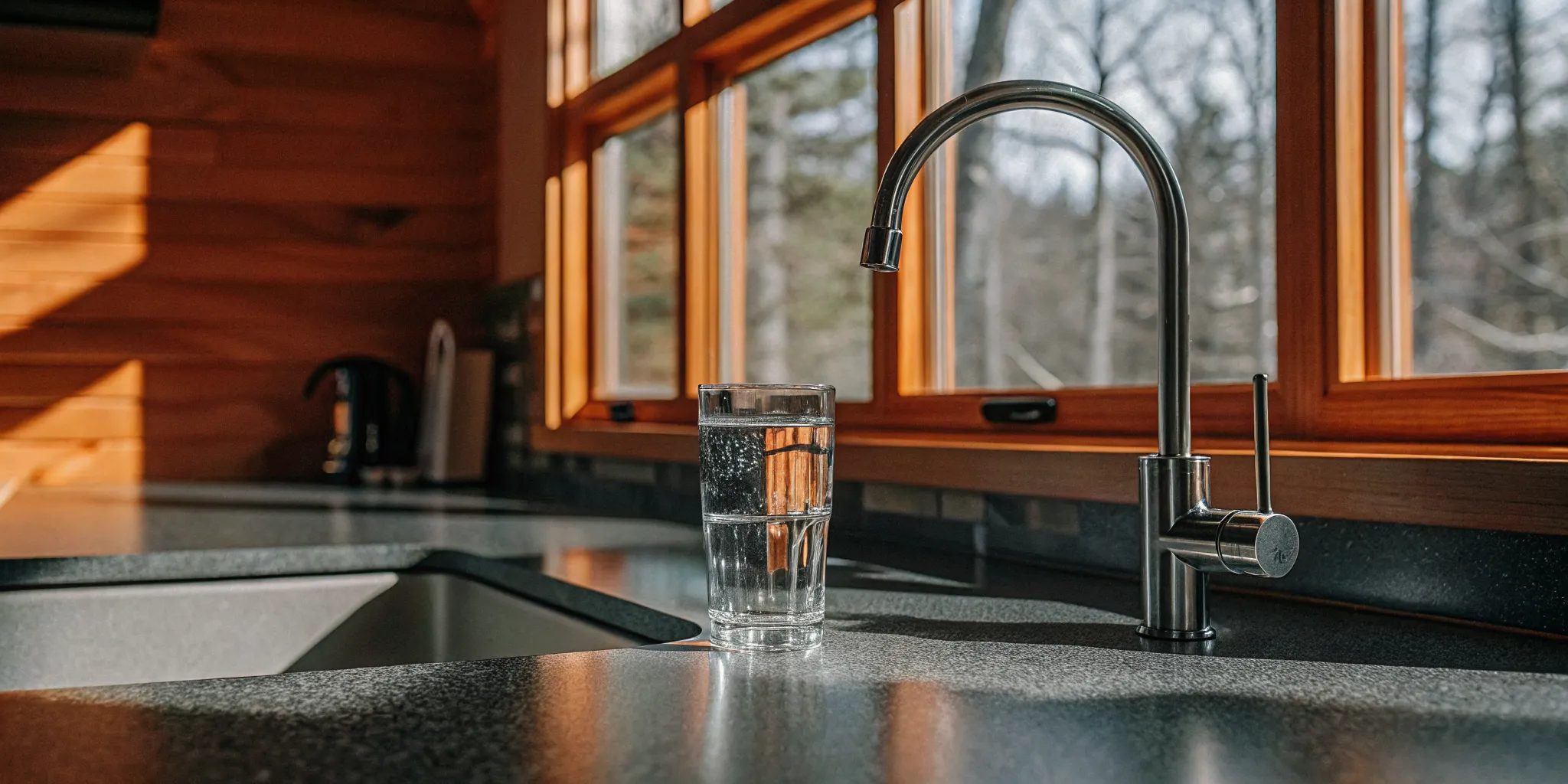 Kitchen filtration for removing chlorine taste from tap water