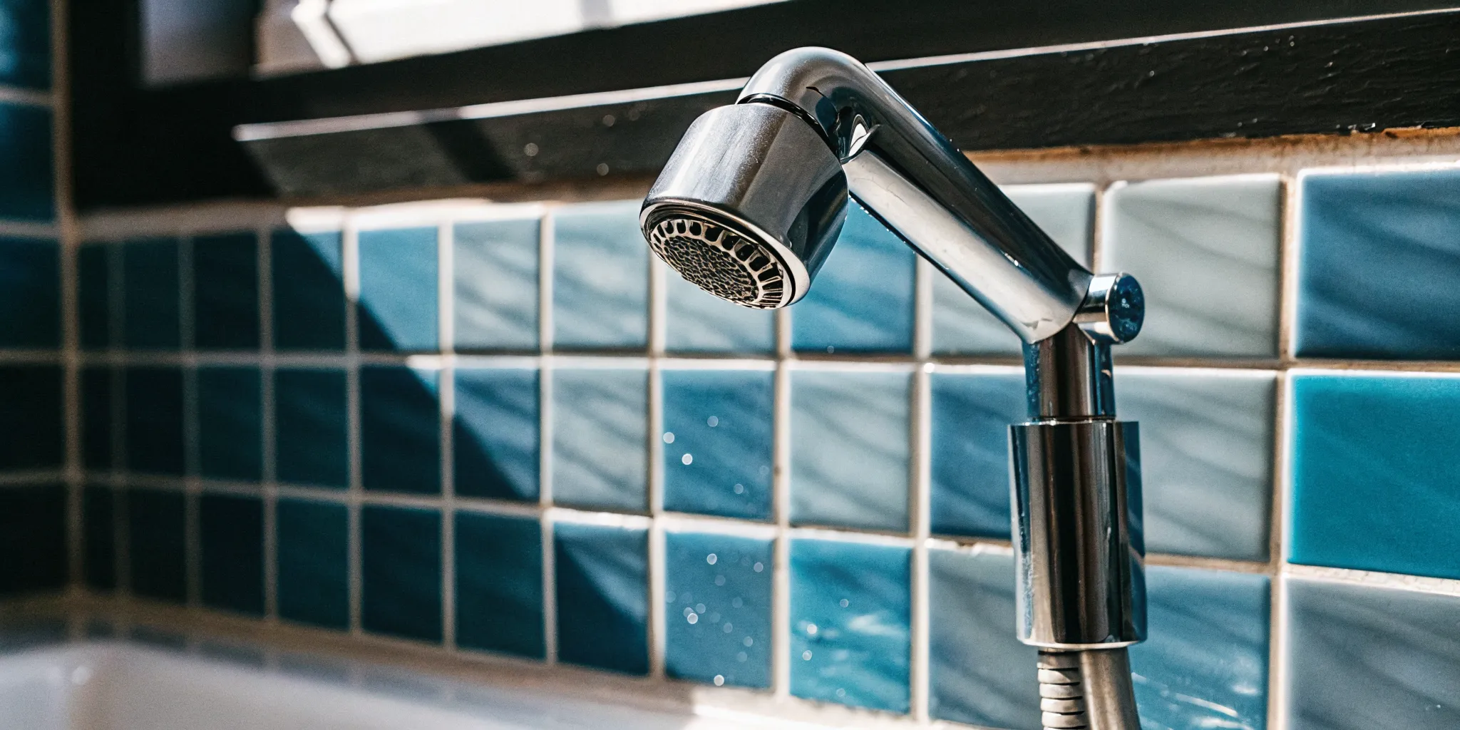 Hard water mineral deposits visible on household plumbing fixtures