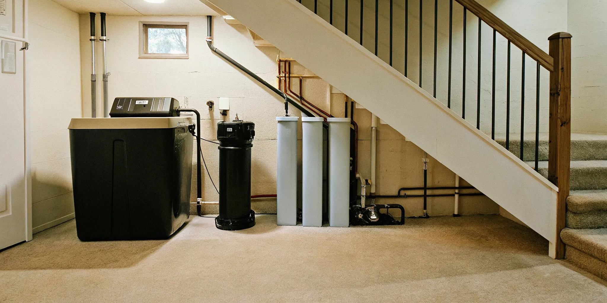 Water softener system installation for iron-heavy well water in a Minnesota home