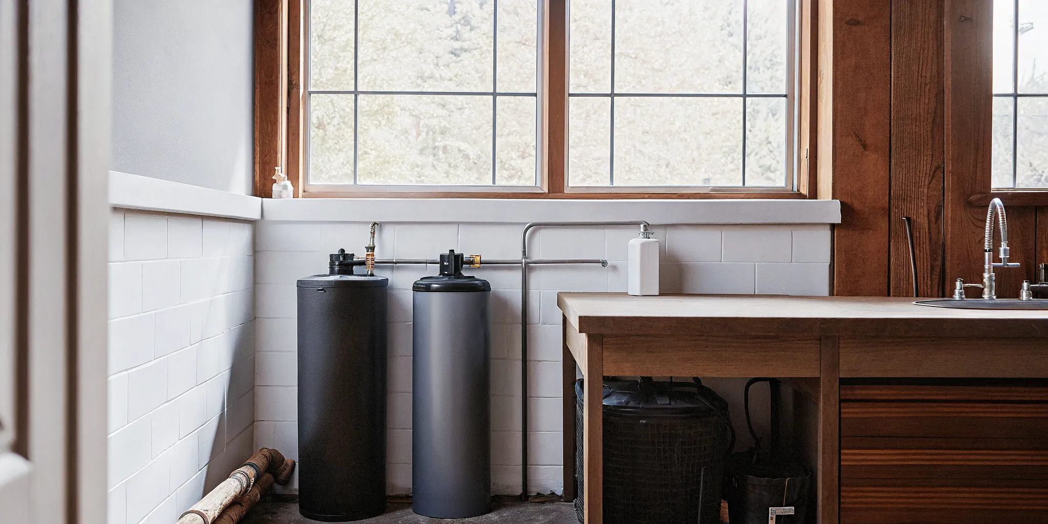Modern whole-home water softener and water testing kit