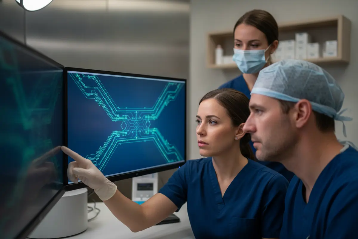 Clinic staff validating a digital imaging handoff between systems