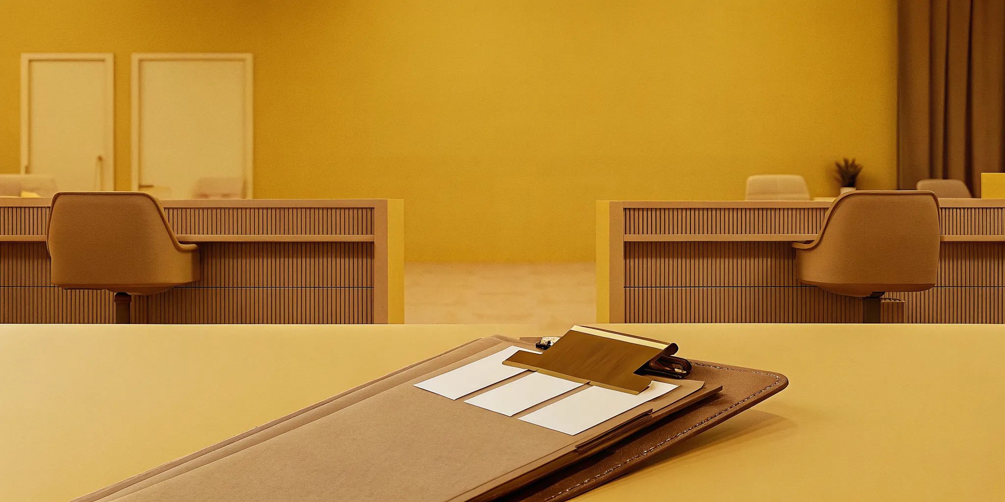 Medical and dental insurance billing documents and clipboards on a desk in an oral surgery practice