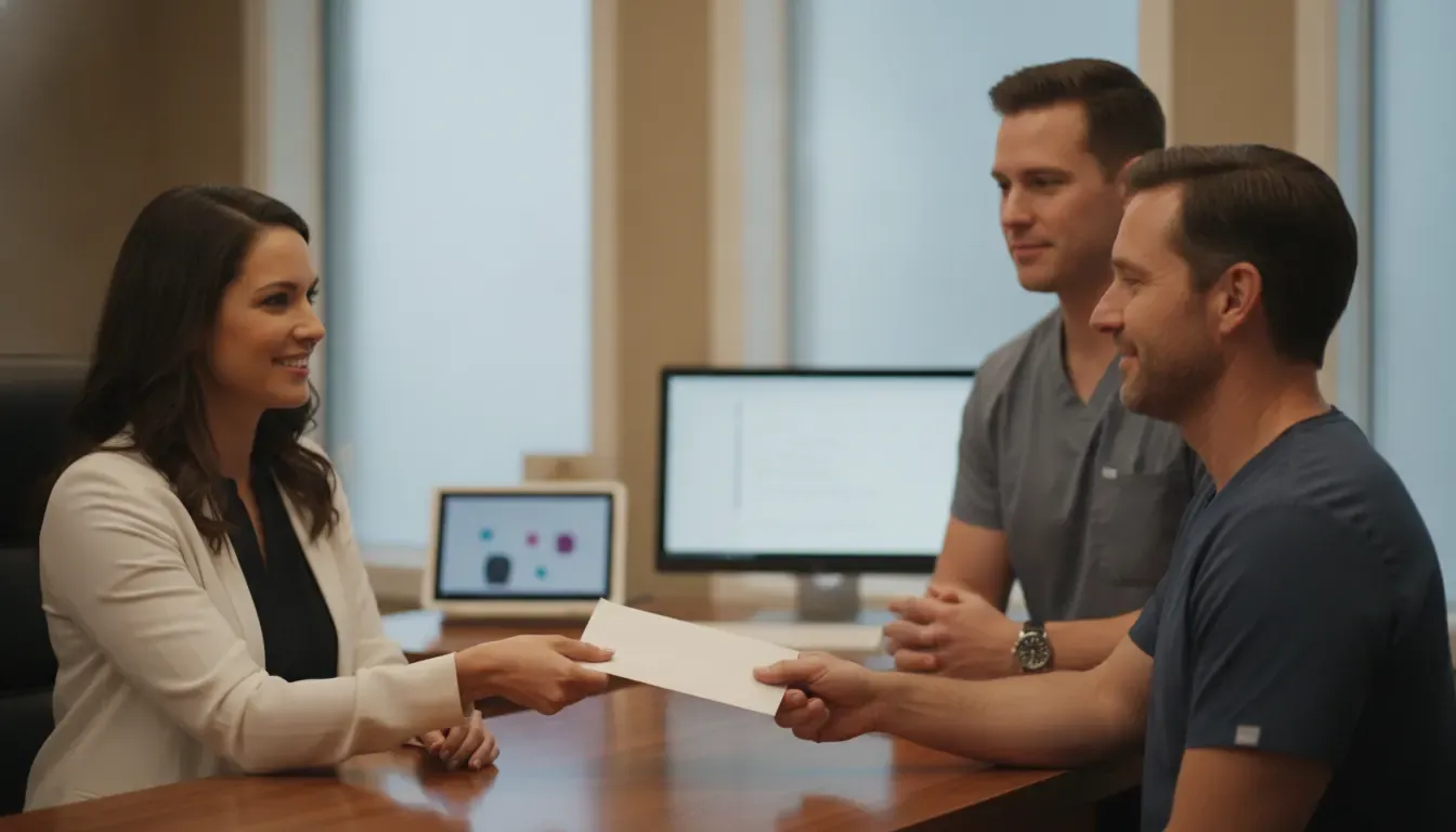 Care coordinator and oral surgery team reviewing a connected patient engagement workflow