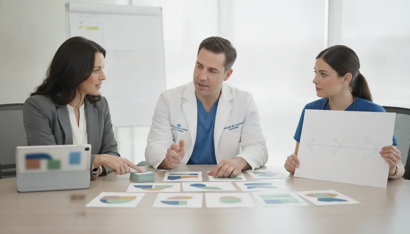 Oral surgery leaders mapping a WinOMS transition workflow