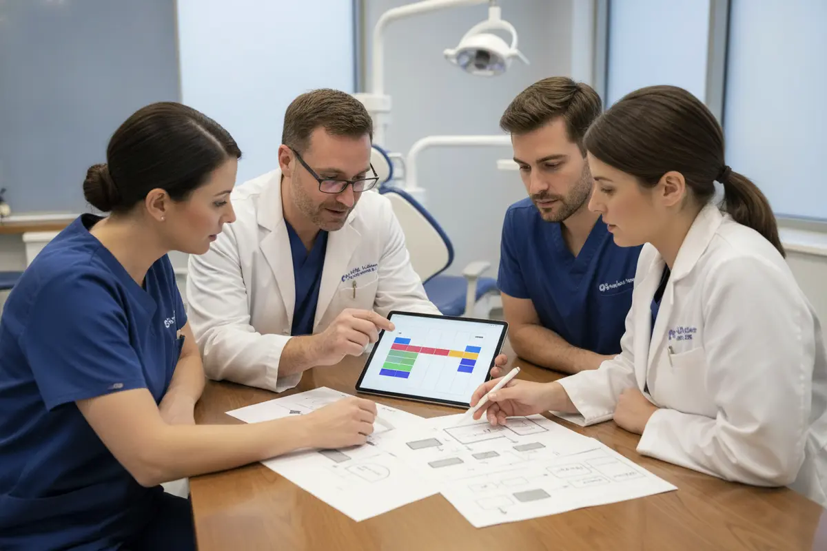 Oral surgery staff planning appointment reminders and patient follow-up