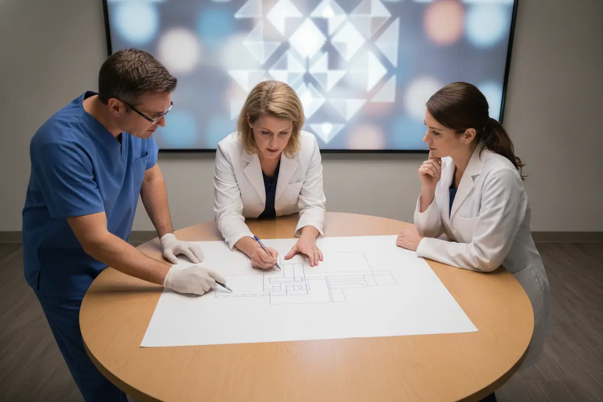Oral surgery team mapping an imaging workflow before evaluating software