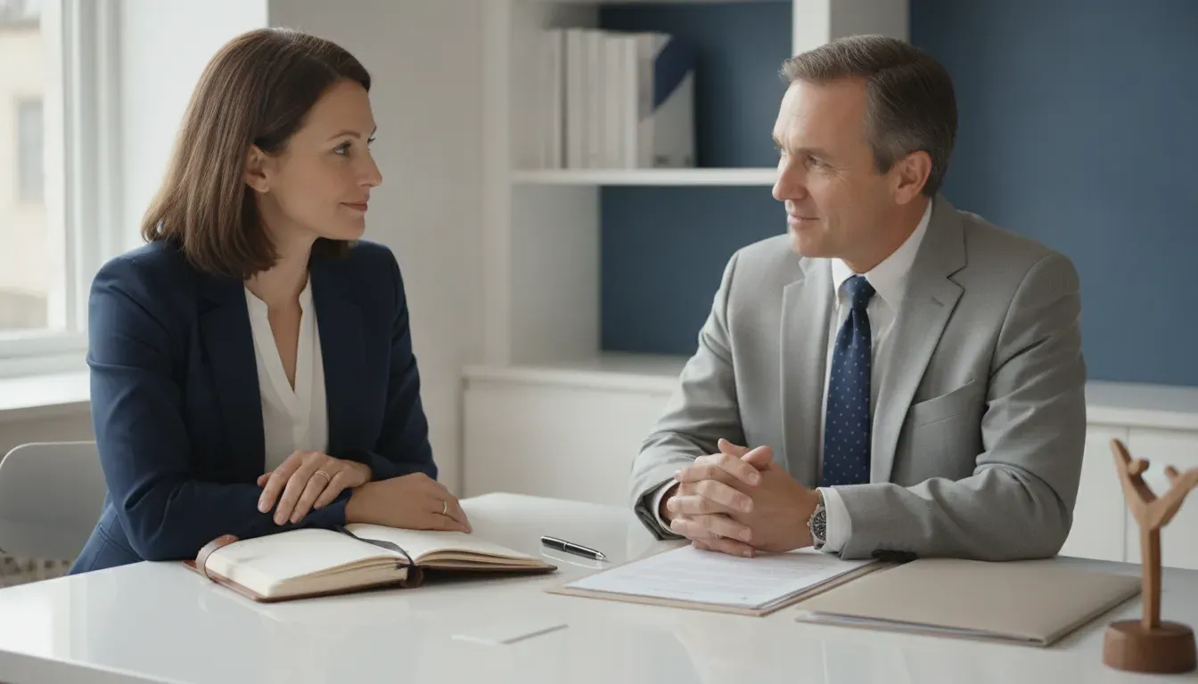 Federal employee discussing TSP loan tradeoffs with a benefits educator.