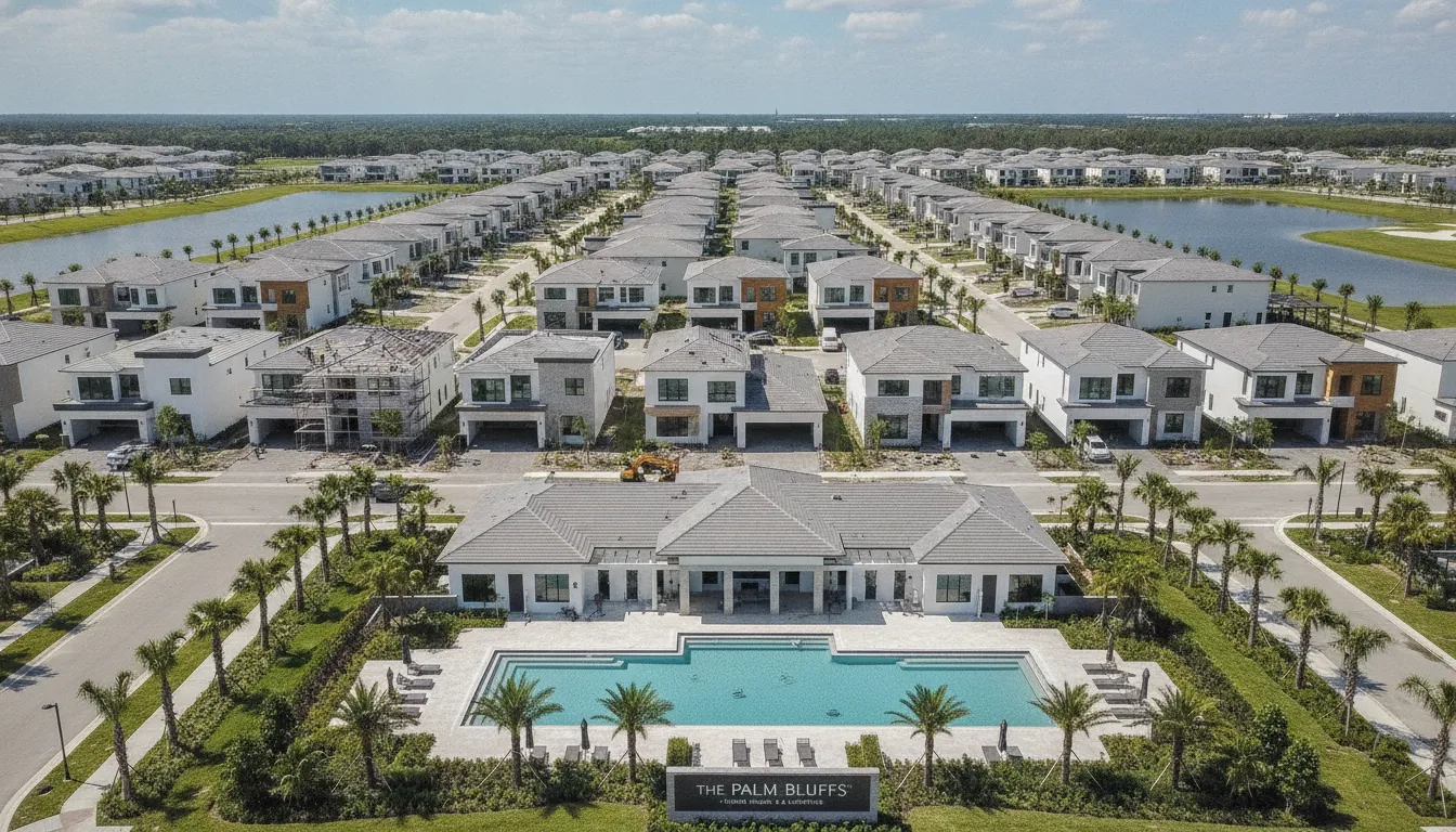 Sunny Florida residential homebuilding development project in a master-planned community