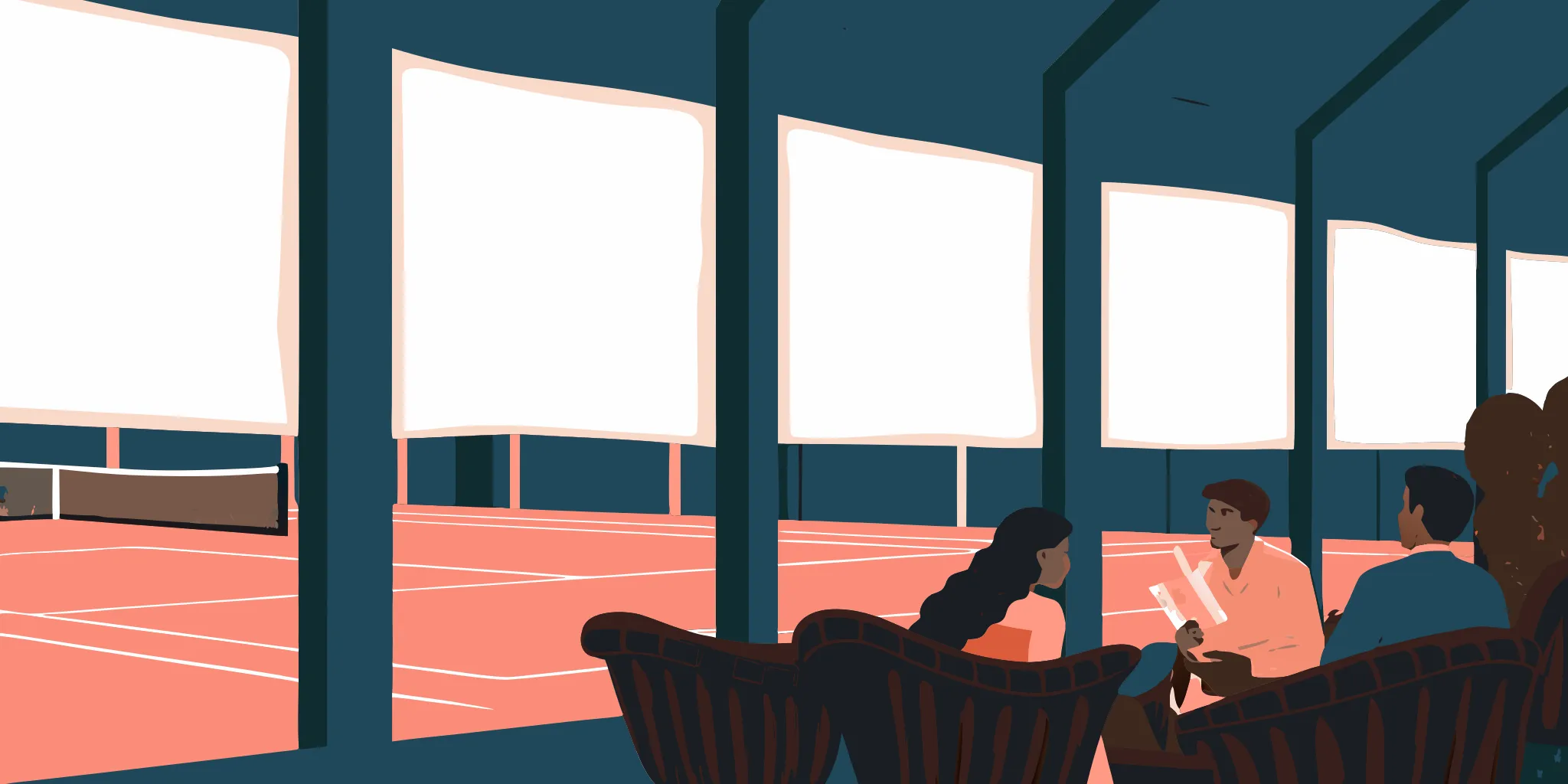 Advertising display inside a tennis club clubhouse