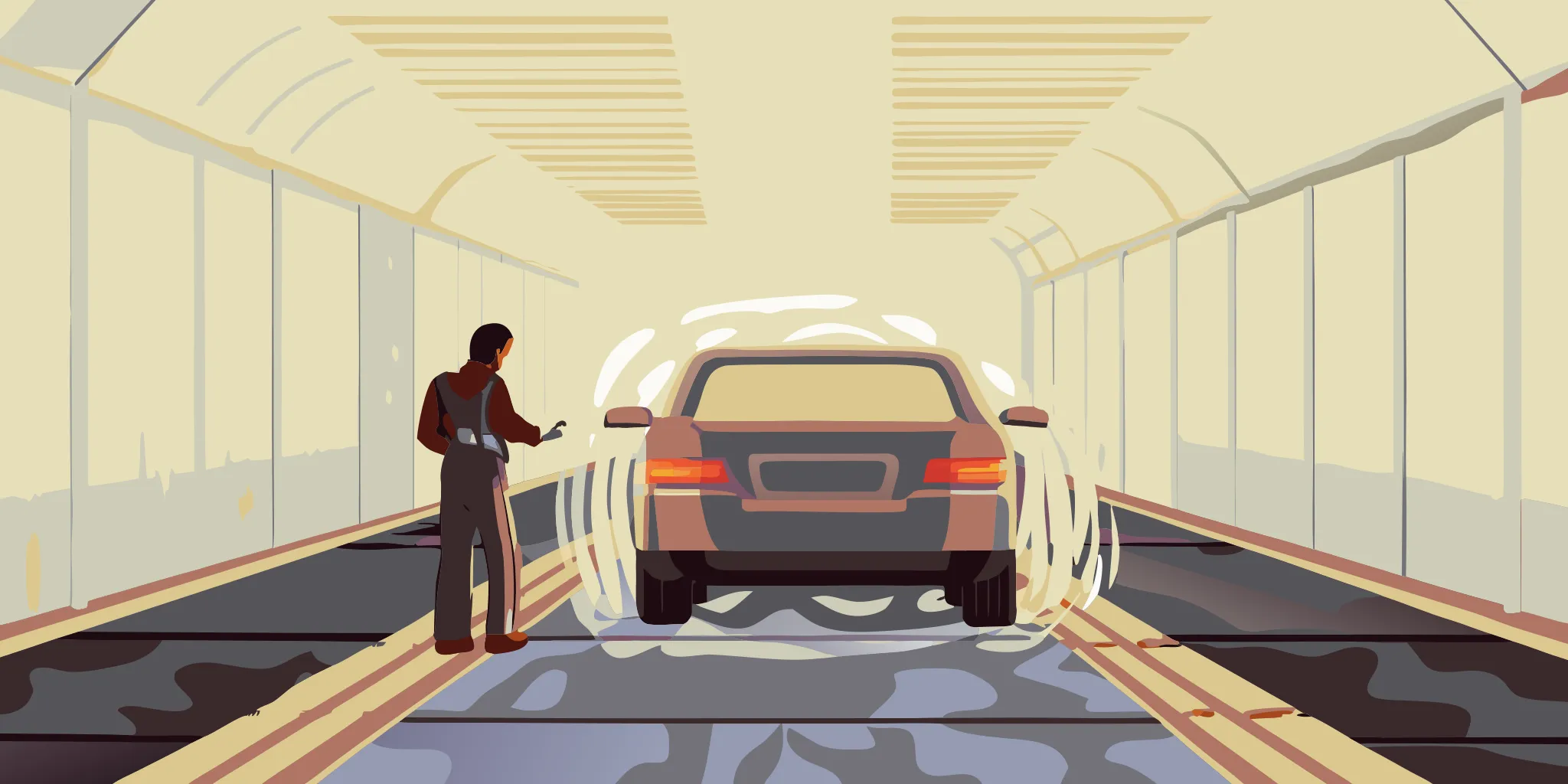 Car wash advertising display in a high-dwell driver environment