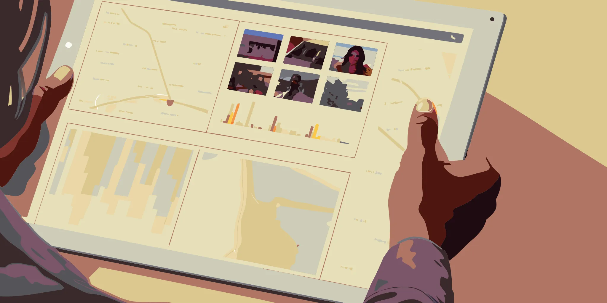 Franchise performance dashboard showing proof-of-report with location photos, placement counts, and geographic campaign coverage data