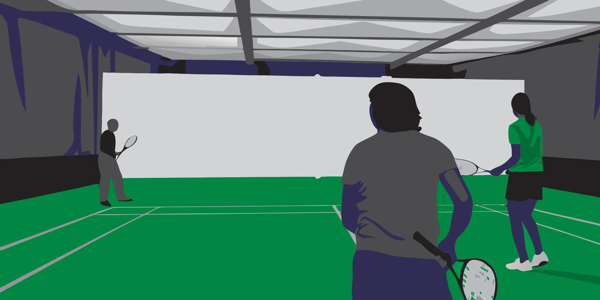 Tennis club pro shop and lounge advertising environment