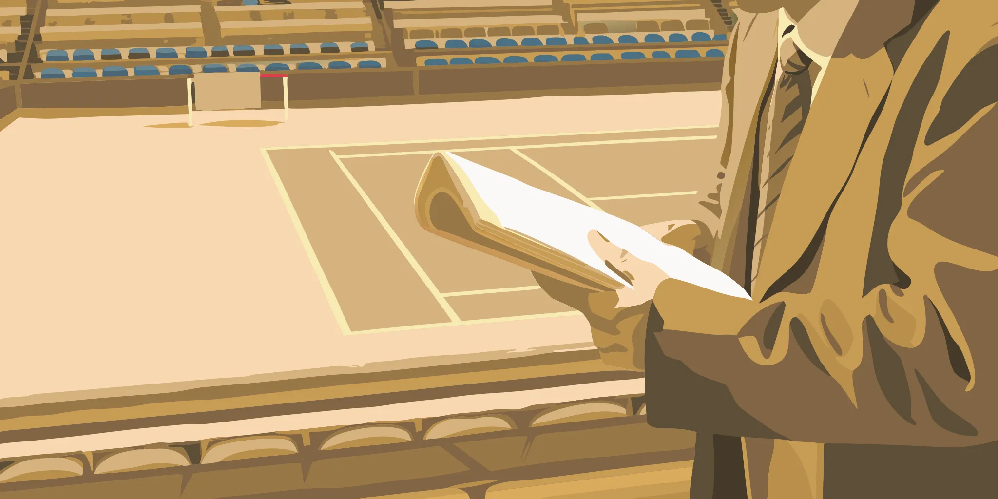 Media planner reviewing a tennis club advertising campaign