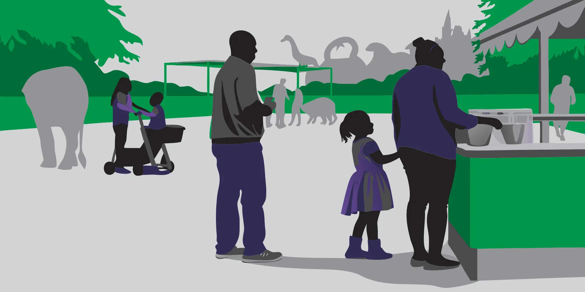 Families engaging with a zoo advertising activation