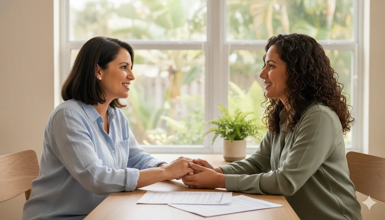 Florida adult reviewing final expense life insurance choices with a bilingual advisor