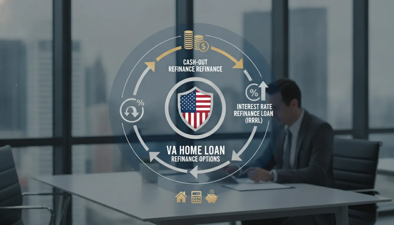 VA home loan refinance options infographic comparing IRRRL and cash-out refinancing.