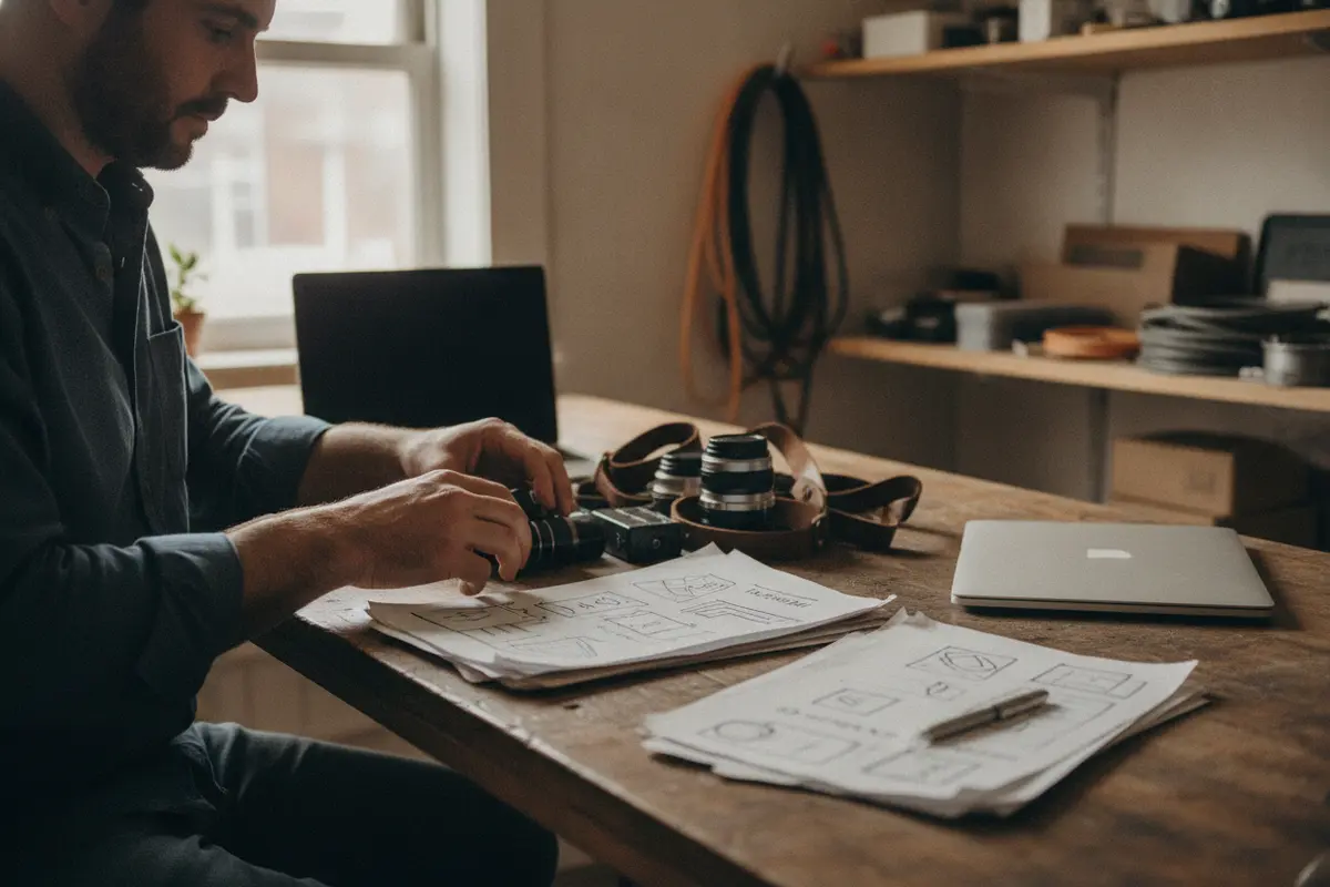 Business owner organizing equipment quotes and a written funding plan