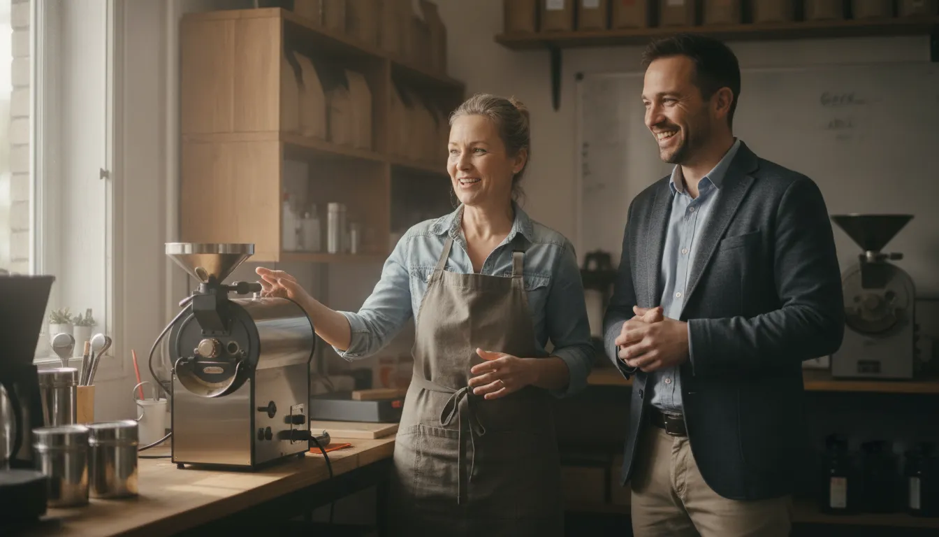 Small business owner discussing equipment financing with a specialist