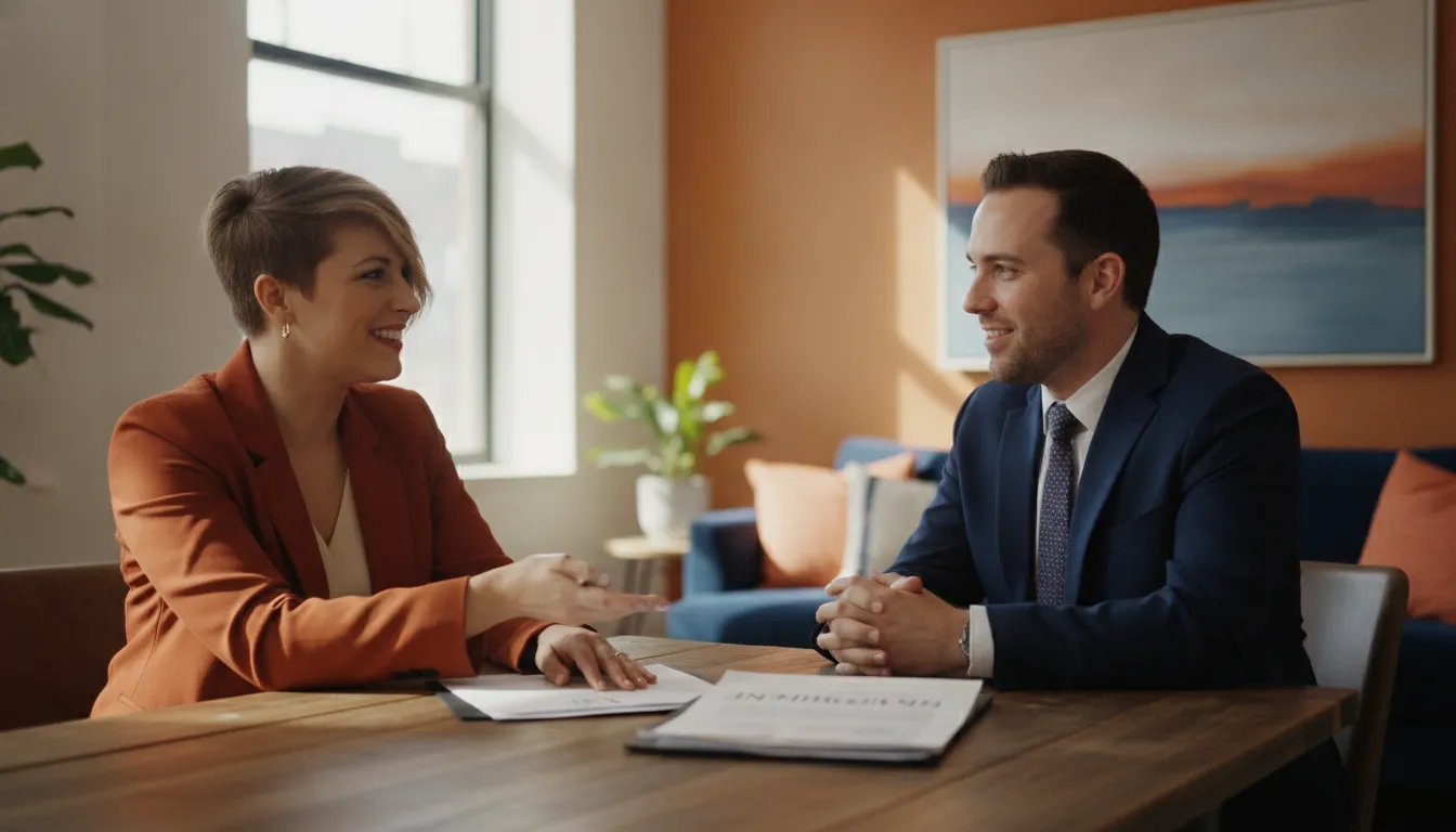 Business owner organizing loan documents