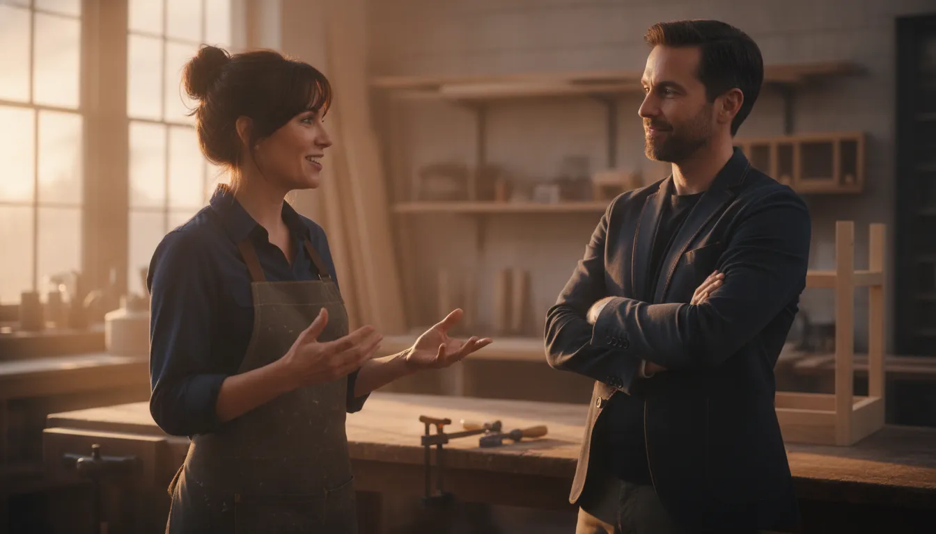 Small-business owner discussing an expansion plan with a financing specialist