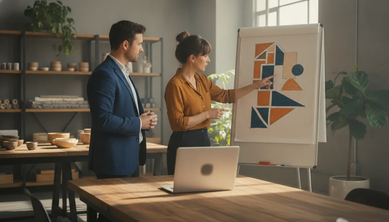 Small business owner reviewing cash flow with a financing specialist