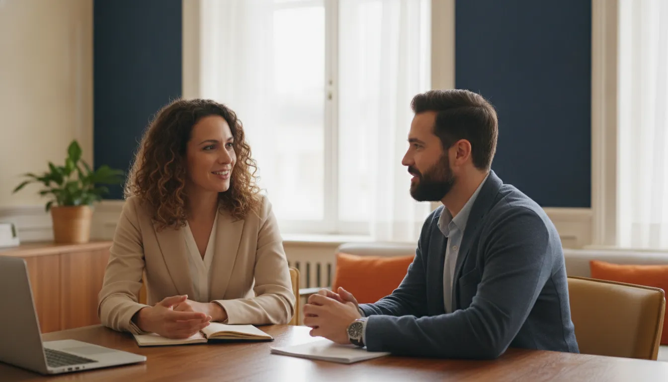 A small-business owner discussing financing with a lender